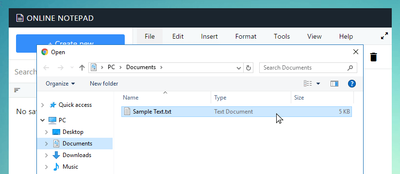 Open file dialog in Sitinfo